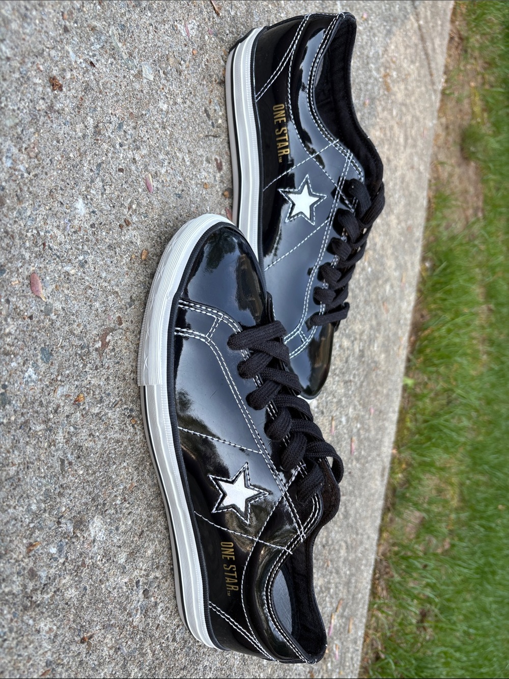 Converse Black Patent One Star Low Top Sneakers - Picture 7 of 8